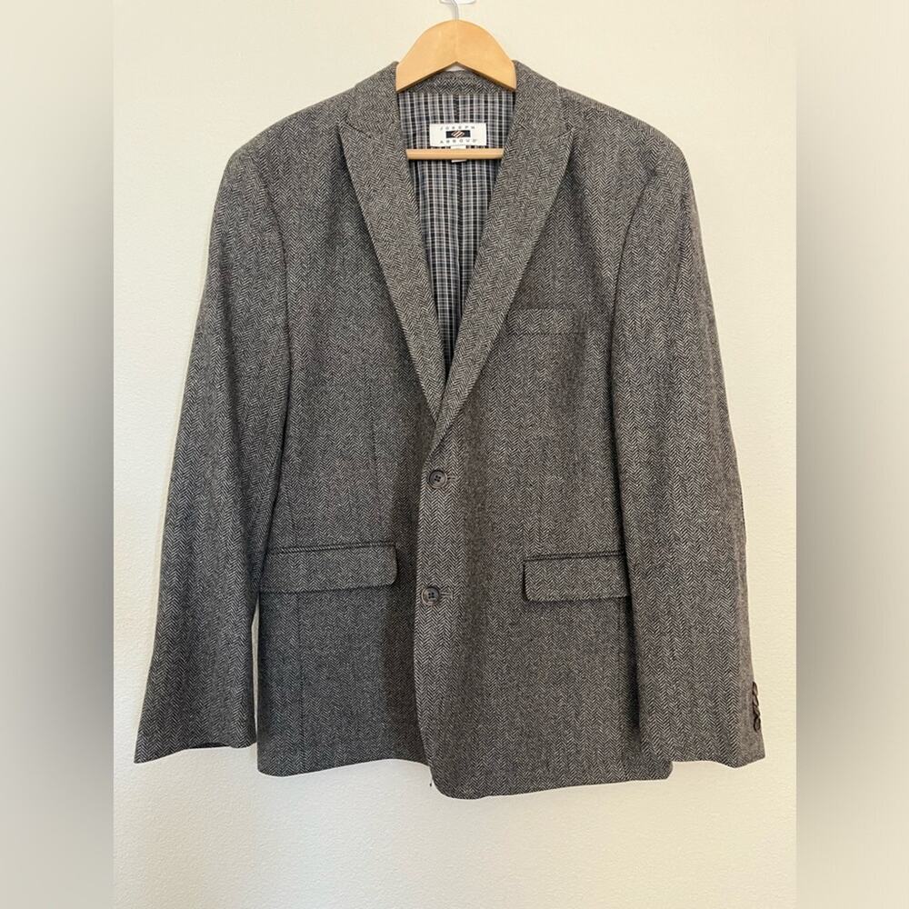 Joseph Abboud Tweed Elbow Patch Sport Jacket Wool blend preppy academia Sz XL